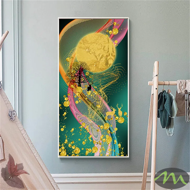 Постеры с абстрактным золотым солнцем большие картины на холсте для гостиной