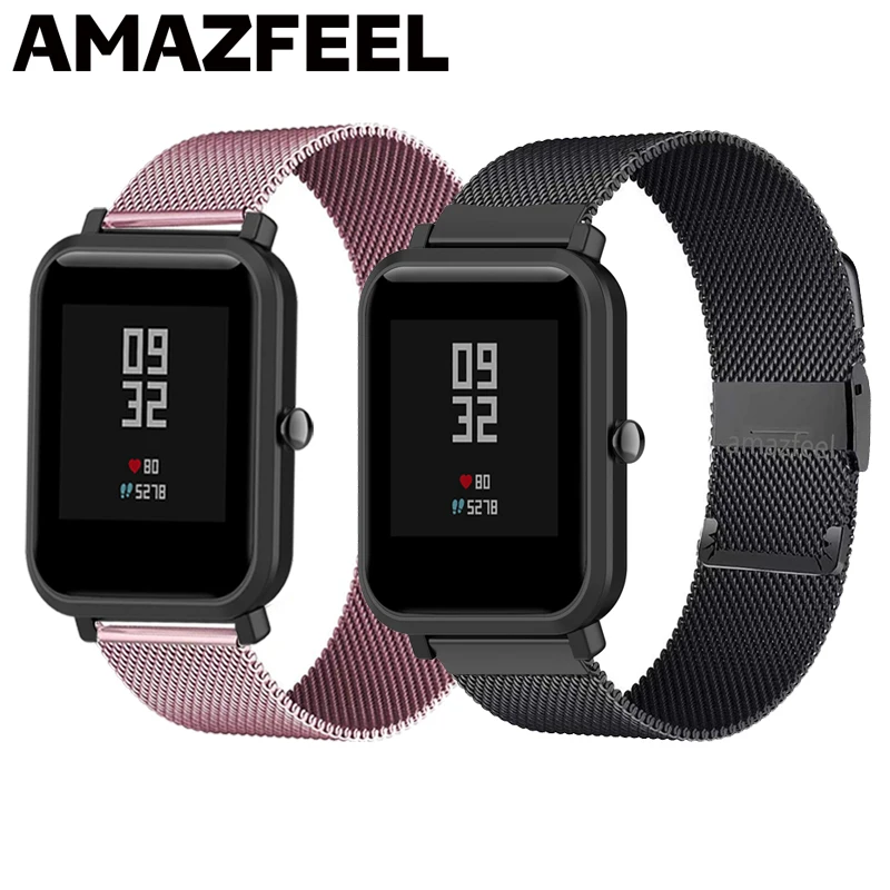 Ремешок для часов Amazfit ремешок Bip браслет GTS 2 mini GTR 47 Pace S U из нержавеющей