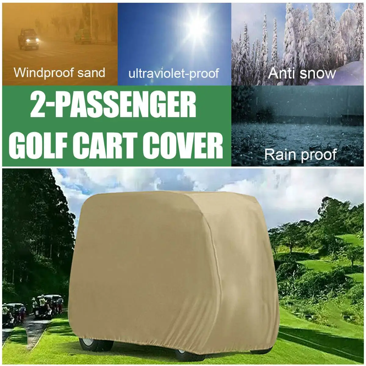 Cart Cover 2 Passengers Golf Cart Protect Cover Uv Resistant Sunshide Rain Cover 95