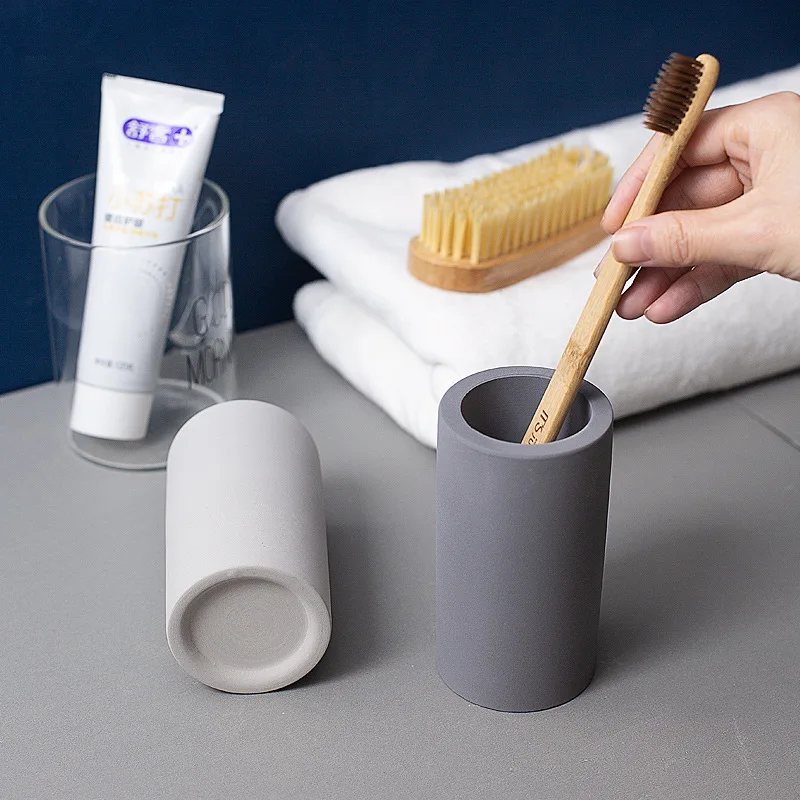 

Nordic Simple Diatomite Toothbrush Cup Multifunctional Pure Color High-value Toothbrush Holder Household Bathroom Products