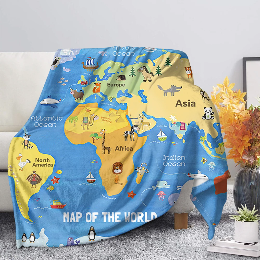 

Upestory World Map Printed Premium Throw Blanket Print on Demand Sherpa Blankets for Sofa Customized DIY Plush Thin Quilt