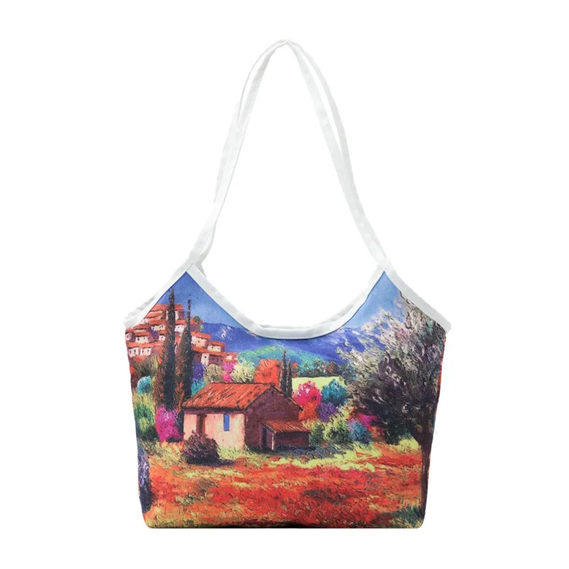 

Canvas oil painting bag 2021 new fashion one shoulder large capacity bag women's bag portable vegetable box Lunch Tote Bag