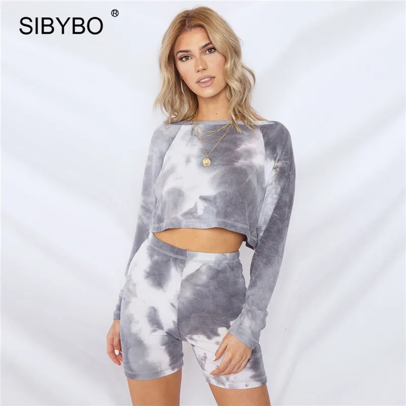 Женский комплект из двух предметов Sibybo летняя свободная футболка Топ с круглым