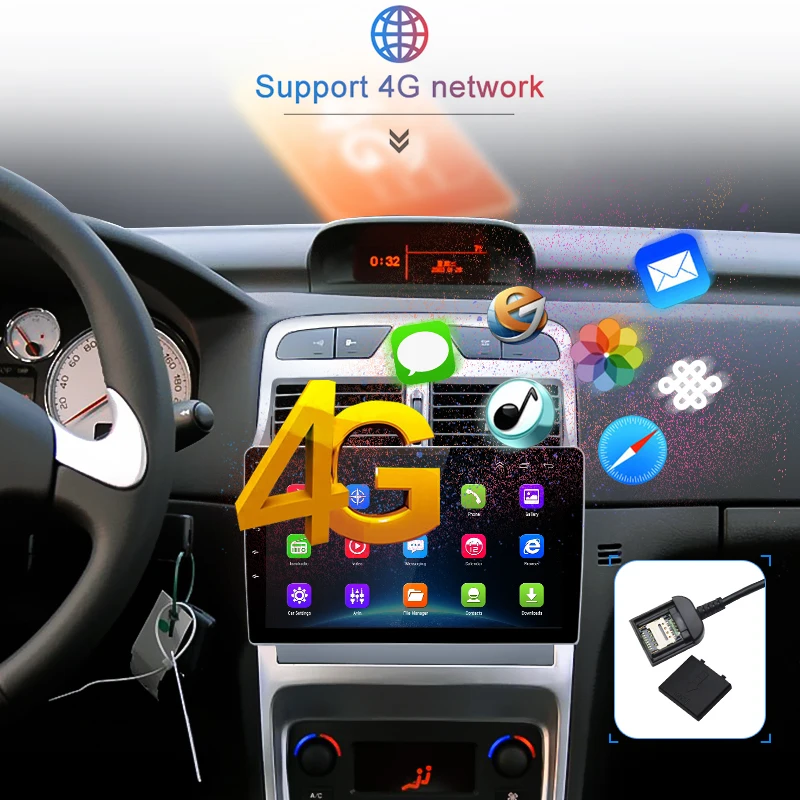 Junsun 4G+ 64G Android 9,0 для peugeot 307 2002-2013 авто 2 din автомагнитола стерео плеер Bluetooth gps навигация нет 2din dvd