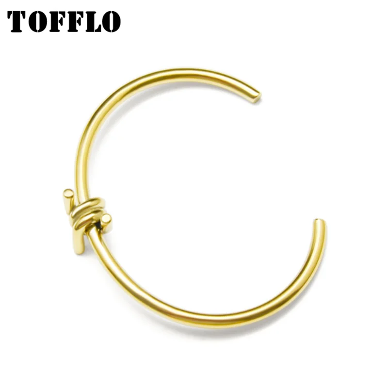 

TOFFLO Stainless Steel Jewelry Twisted Knot Bracelet Fashion Opening Bracelet For Women Jewelry Gift BSZ176