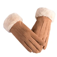 female artificial fur fleece gloves slip waterproof windproof warm