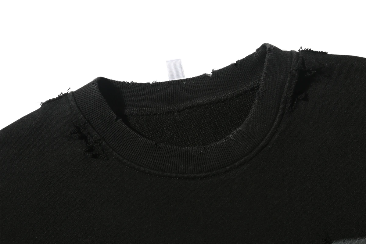CoooColl Sweatshirts Kanye West Winter 19FW DESTROY Distress Old Crush SWEATSHIRT Streetwear HipHop Fashion Black Casual Men