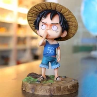 one piece childhood cartoon version luffy action figure 18 scale painted figure nose picking monkey d luffy pvc figure toys