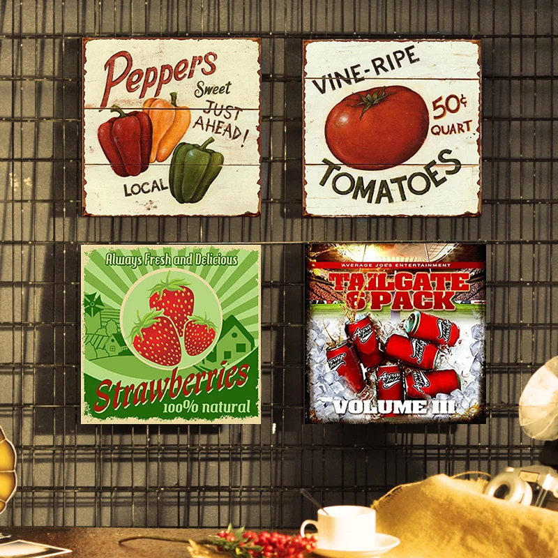 

Peppers Vintage Metal Tin Signs Wall Poster Decals Plate Painting Bar Club Pub Home Bar Wall Art Metal Painting 30*30 CM