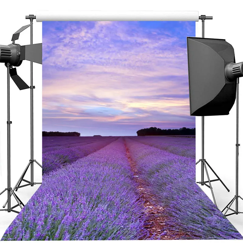 

Purple Lavender Garden Backdrop Spring Nature Wedding Birthday Portrait Photography Backdrops For Photo Studio Purple Clouds Sky