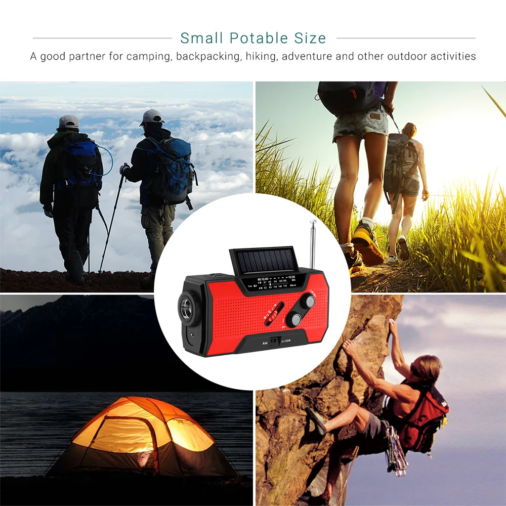 Hand Crank Radio Multi-Purpose Always In Power With SOS Alarm For Emergency Charger Bank LED Reading Lamp | Электроника