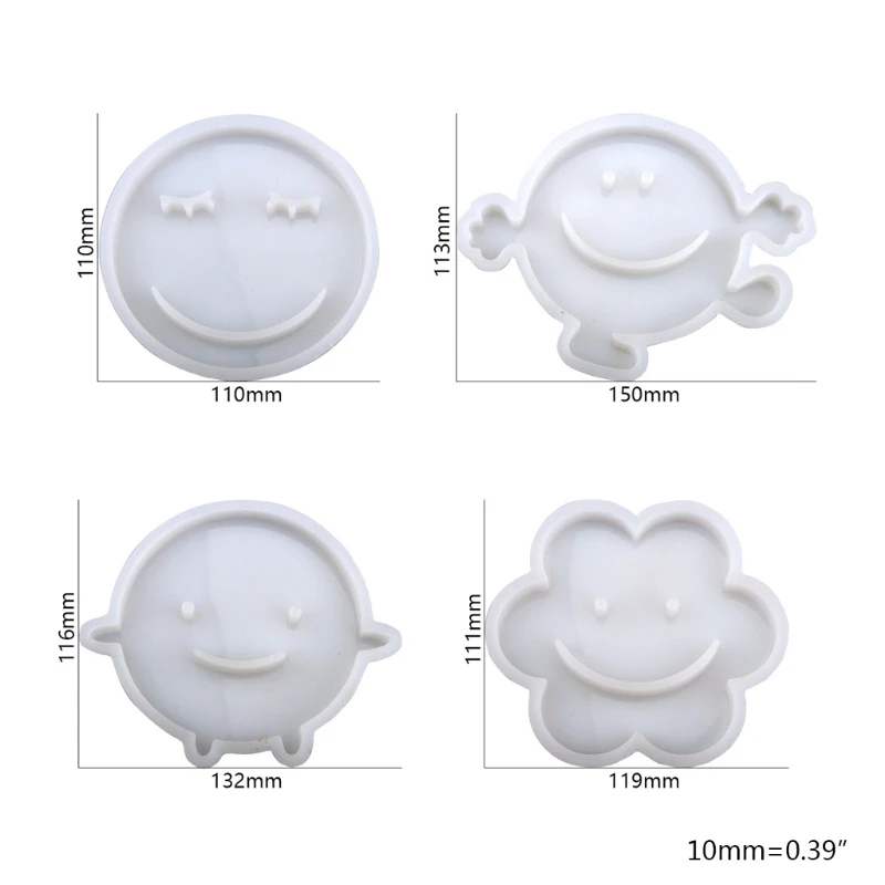

DIY Crystal Epoxy Resin Coaster Mold Round Smile Shaped Silicone Concrete Mould Handmade Family Gathering Tea Coaster Home Decor