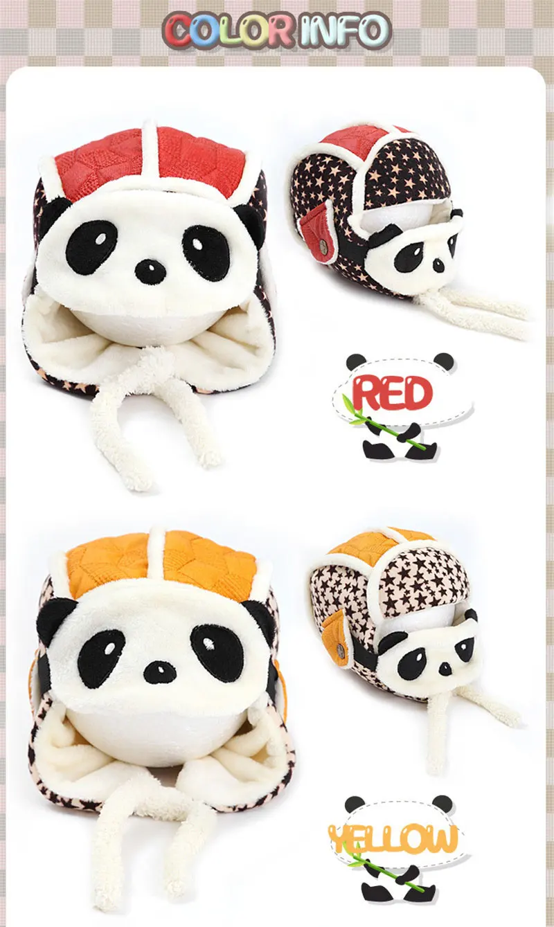 

Children's Pandas Bomber Hats Autumn And Winter Models Plus Velvet Warm Lei Feng Hat Feature Soft Cute Suitable For Girls Boys