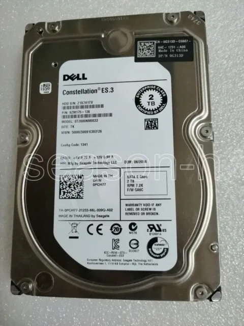 

DELL 2T 3.5' 7.2K SATA 0PCH77 ST2000NM0033 servers hard drive hdd