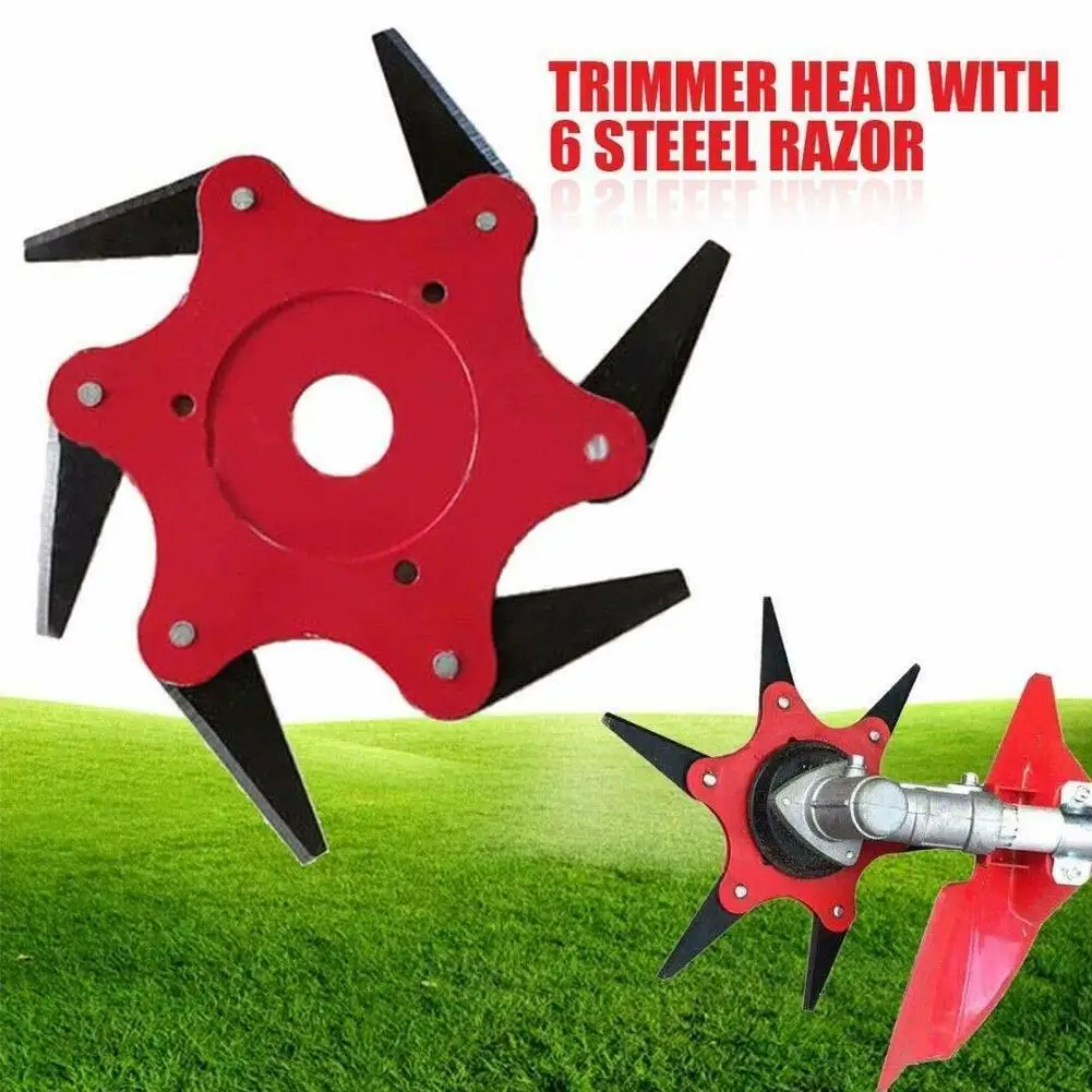 

6 Steel Blades Razors 65mm Lawn Mower Grass Eater Trimmer Tools Brush Garden Weed Trimmer Useful Parts