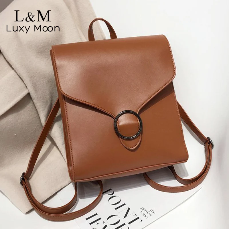 

Женские рюкзаки, женские сумки, рюкзаки, ретро рюкзак из искусственной кожи, вместительная Портативная Сумка-тоут, школьная сумка через пле...