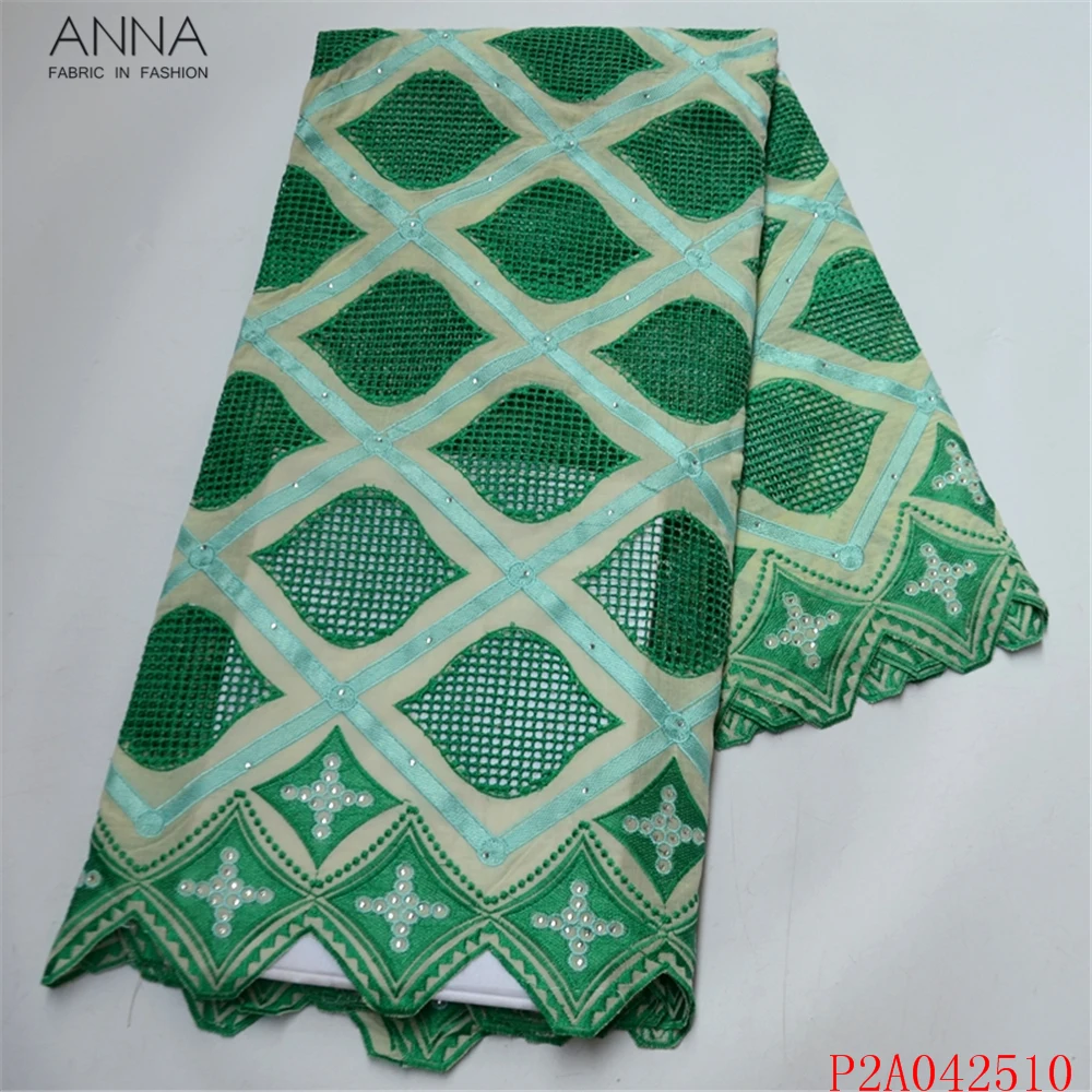 

Anna high quality 100% cotton swiss dry lace fabric with stones embroidery blue french mesh fabrics 5 yards for sewing dress