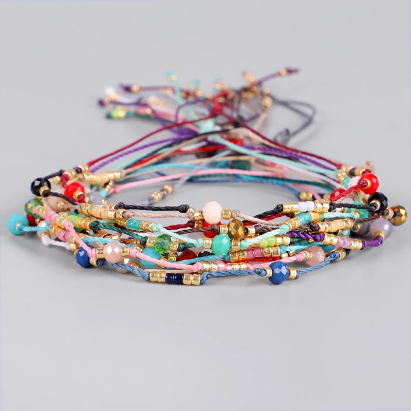 Женские браслеты из бисера miyaki разных цветов с регулируемыми кристаллами в