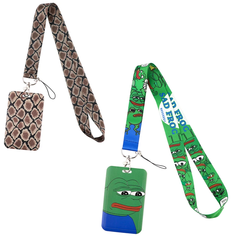 LX716 грустно лягушка и питона брелок для ключей шейный ремешок USB ID карты держатель