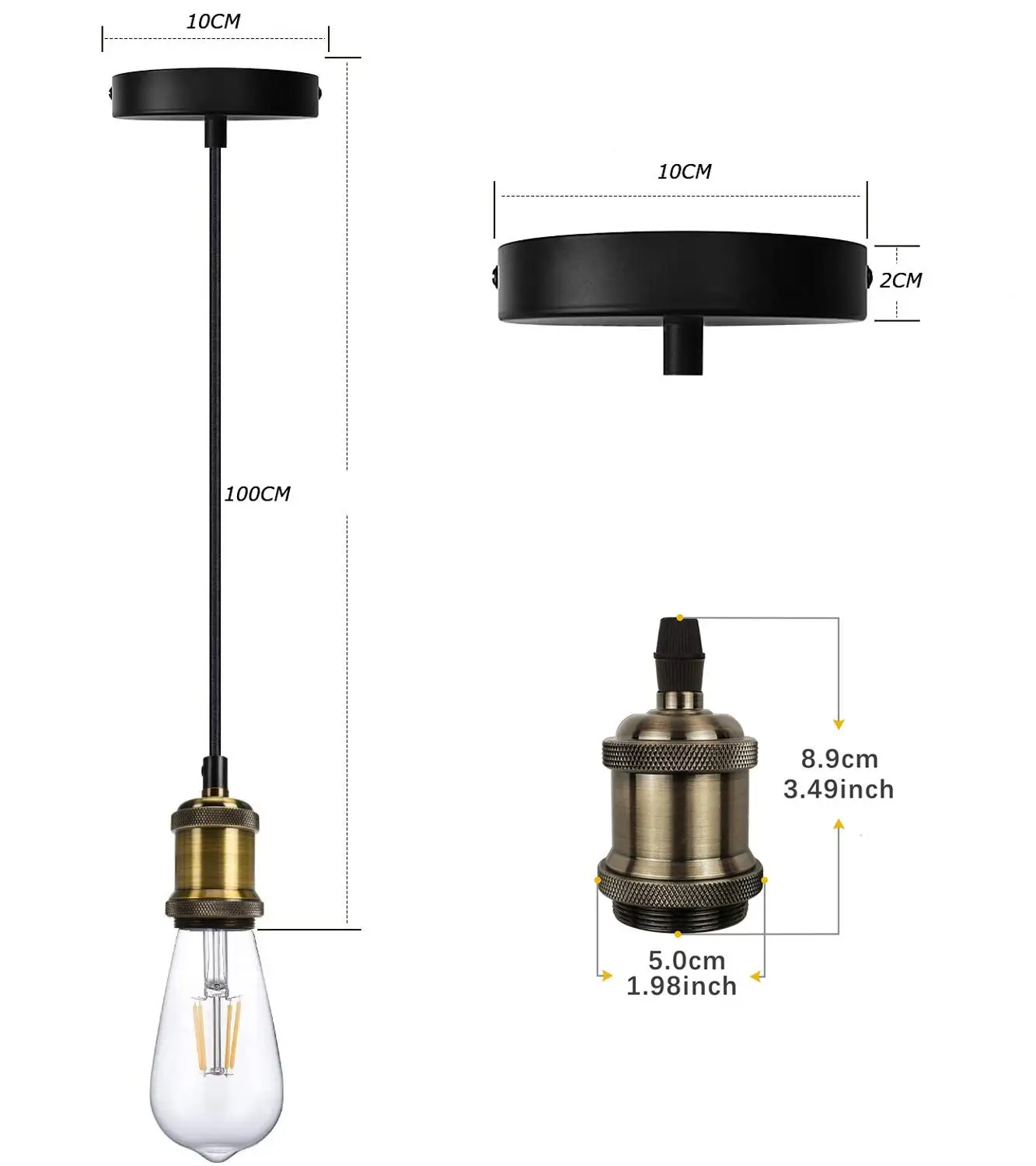 Винтажный подвесной светильник Эдисона набор E27 держатель розовый Золотой шнур