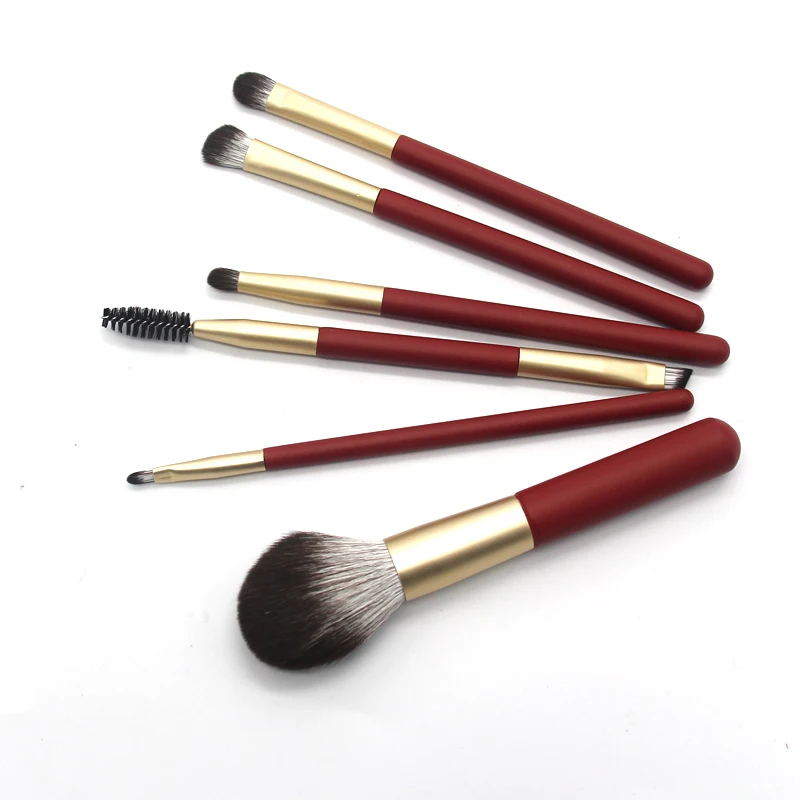 

Red Makeup Brush Set 6piece Eye Shadow Foundation Powder Beauty Tools