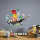 Мультяшная Настенная Наклейка Happy pan для кухни, украшение холодильника, шкафа, художественные наклейки, съемные Настенные обои для дома