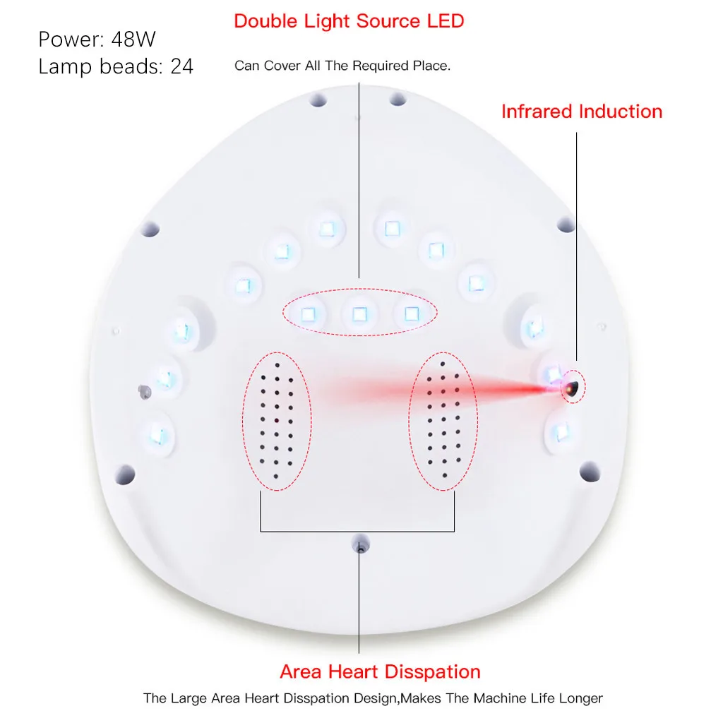 

48W UV LED Lamp For Nails Dryer Sun Light Nail Lamp For Manicure USB Smart LCD Display For All UV LED Gel Polish Nail Tool#G