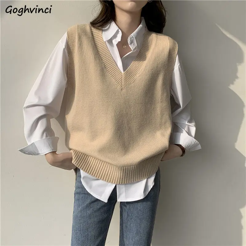 Женский жилет свитер с v образным вырезом однотонный элегантный универсальный