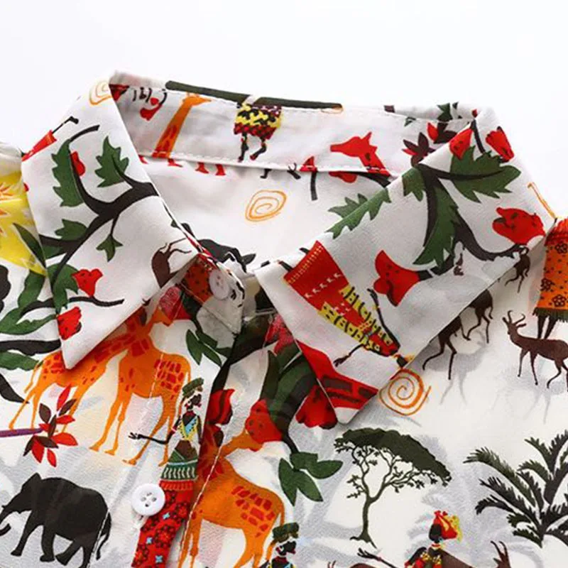 Женская винтажная блузка с длинным рукавом и цветочным принтом рубашка