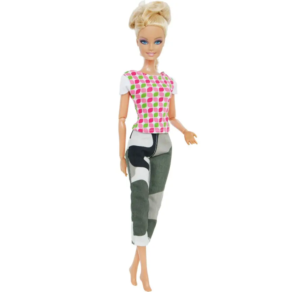 1 комплект крутая мини короткий рукав Футболка с принтом топы брюки кукольные