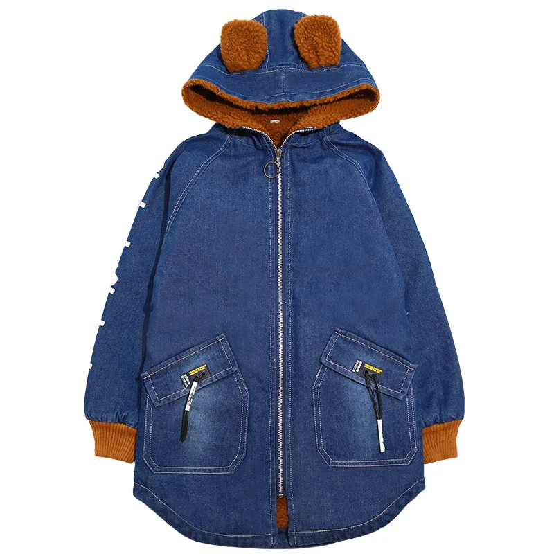 

Jean Plus Velvet Warm Winter Spring Coat Outerwear Top Children Clothes Kids Costume Teenage Gift Plus Size Boy Clothing High Qu