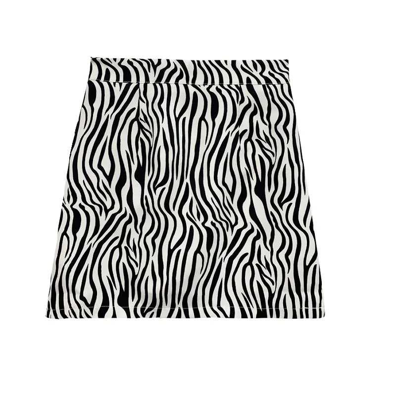 

Zebra Striped Printed Mini Skirt Women 2021 Vintage Sexy Slim Casual Slim A Line Skirt Elastic Mini Bodycon Skirt Plus Size 5XL