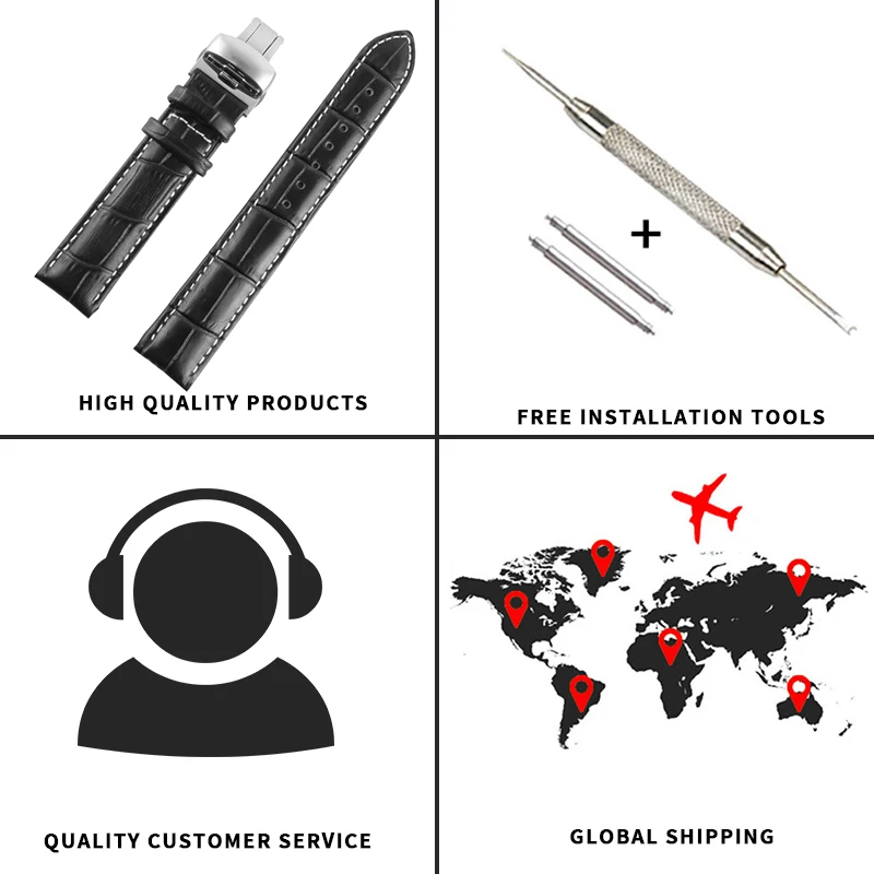 Ремешок Универсальный из натуральной кожи браслет со стальной