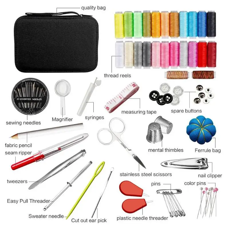 70Pcs/set Sewing Box Kit Accessories Travelling Quilting Stitching Embroidery Needle Craft Kits with Case Mom Gift | Дом и сад