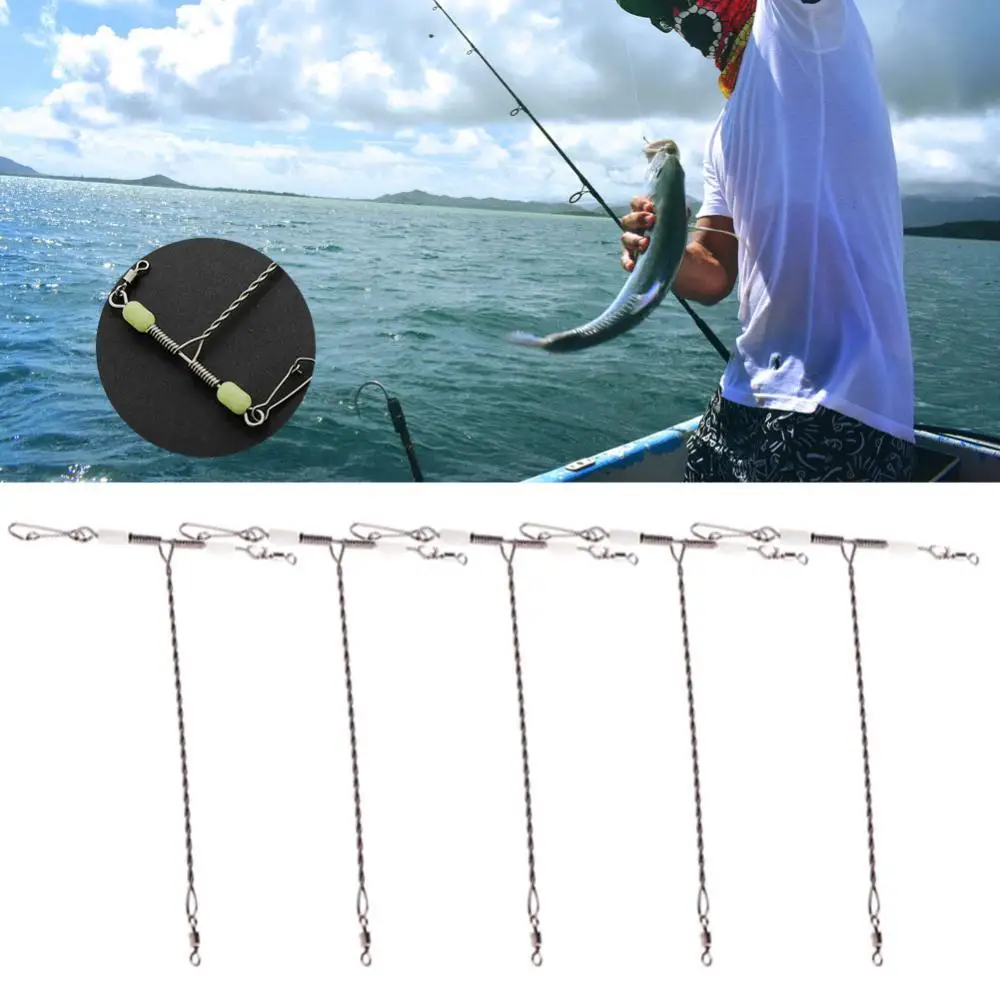 5Pcs Fishing Tools 12cm Stainless Steel Luminous Bead Rolling Lure Connector Balance Accessory | Спорт и развлечения