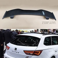 use for seat leon 2014 2018 spoiler 3d 5door abs plastic carbon fiber look hatchback roof rear wing accessories