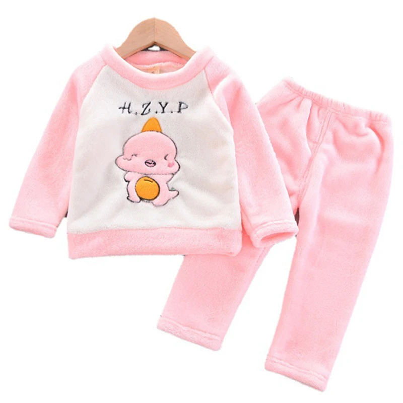 

Boys Girls Clothing Sets Pajamas Autumn Winter 2021 New Cute Child Long Sleeve Suit Fleece Thicken Warm Homewear Kids Clothes