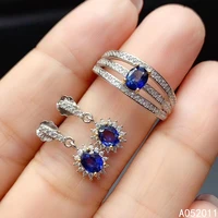 kjjeaxcmy fine jewelry natural sapphire 925 sterling silver luxury girl new gemstone ring earrings suit support test