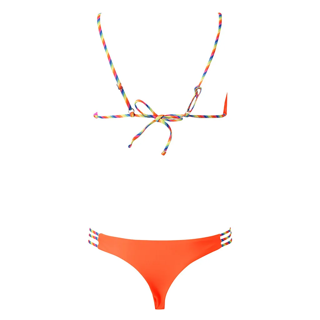 SAGACE женский Одноцветный комплект бикини из двух частей купальник Высокая талия