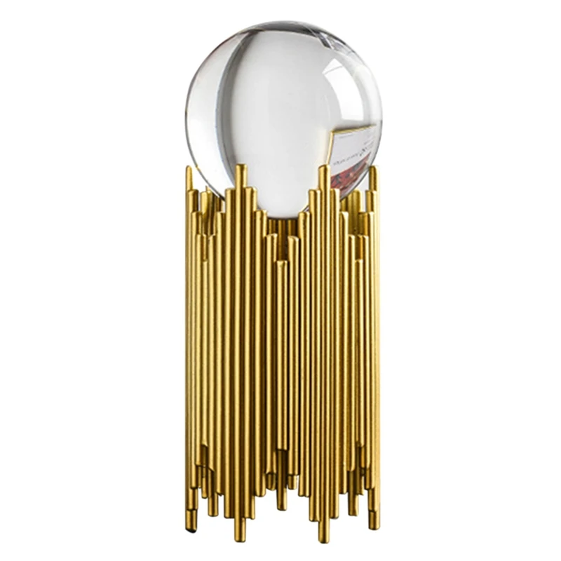 

Golden Luxury Modern Metal Crystal Ball Crafts Ornament Living Room Home Decoration Accessories Home Decoration
