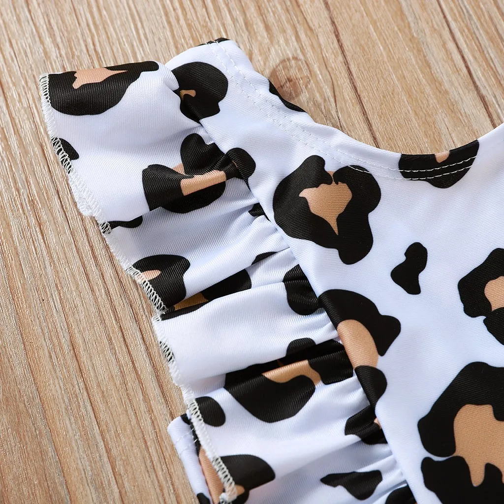 Детский слитный купальник без рукавов с леопардовым принтом|Комплекты одежды