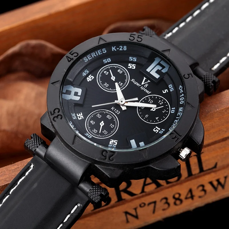 Оптовая продажа модные повседневные мужские кварцевые часы популярные с большим