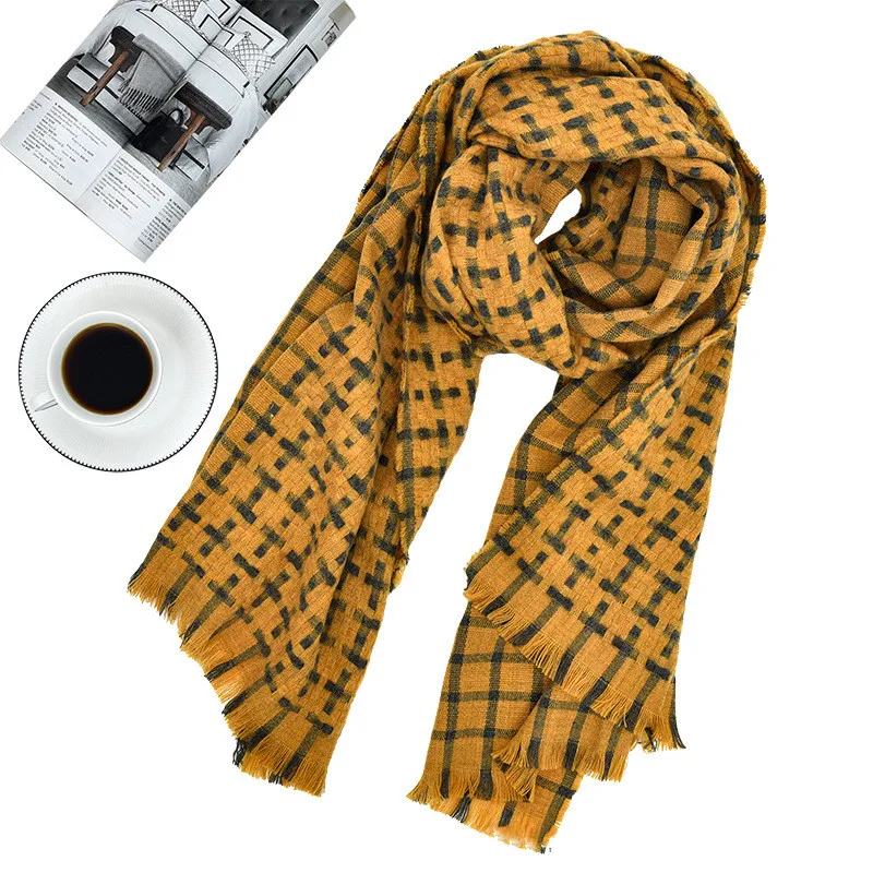 KENSHELLEY однотонный клетчатый женский кашемировый шарф лучший дизайн теплый зимний