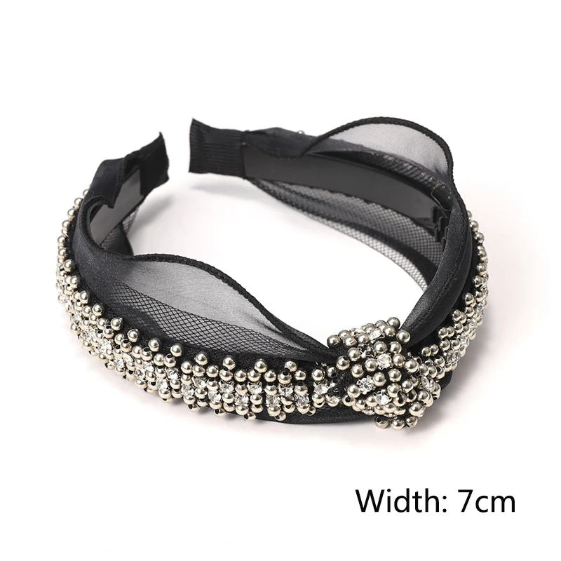 Модные богемные элегантные стразы металлические бусины жемчужная Черная