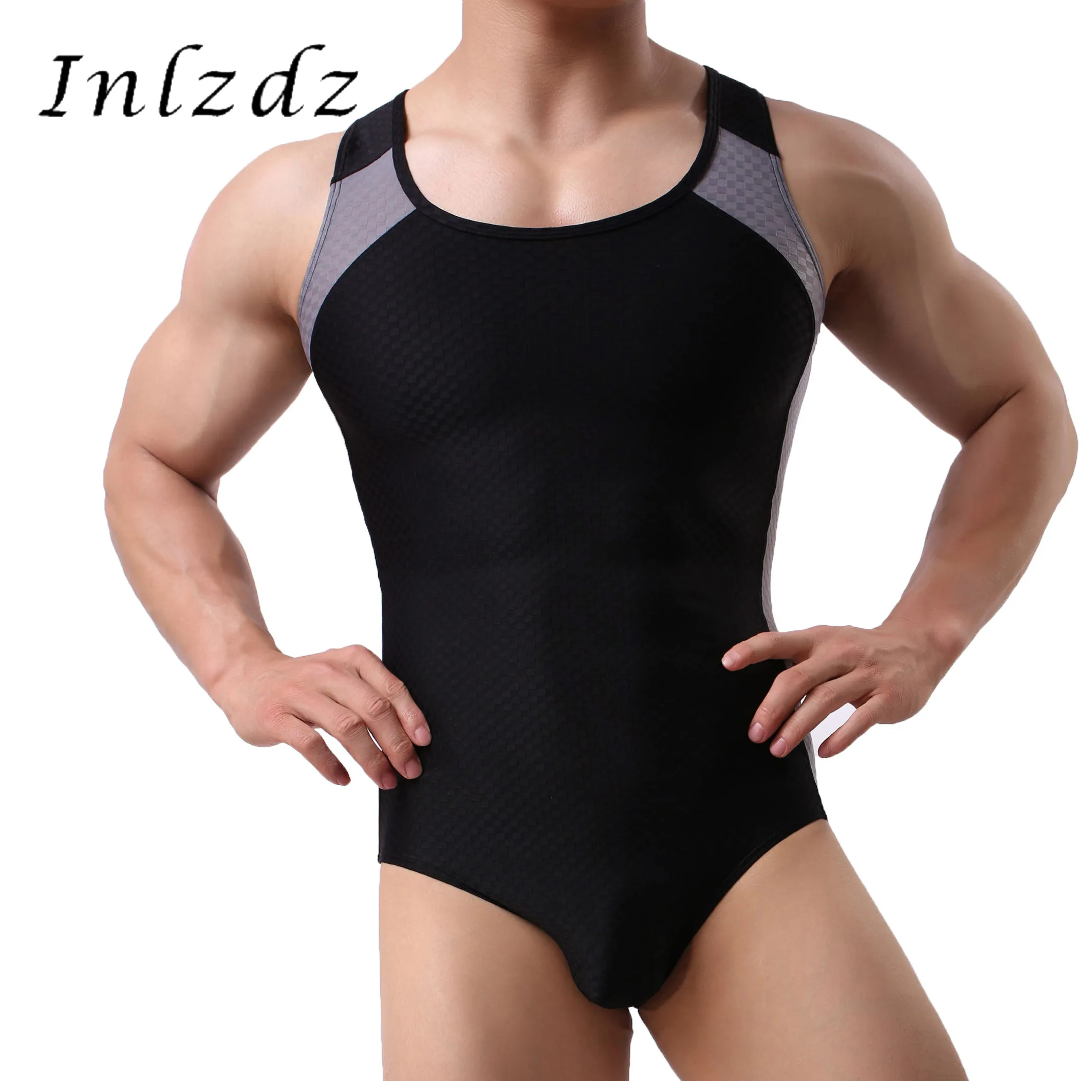 

Мужское нижнее белье сексуальный синглет, боксеры, трико, боди, нижнее белье, комбинезон без рукавов с круглым вырезом, мужская спортивная К...