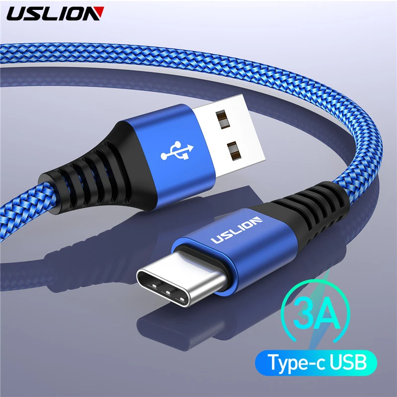 Фото USB Type C кабель USLION 3A для xiaomi redmi k20 pro мобильный телефон быстрая зарядка устройства