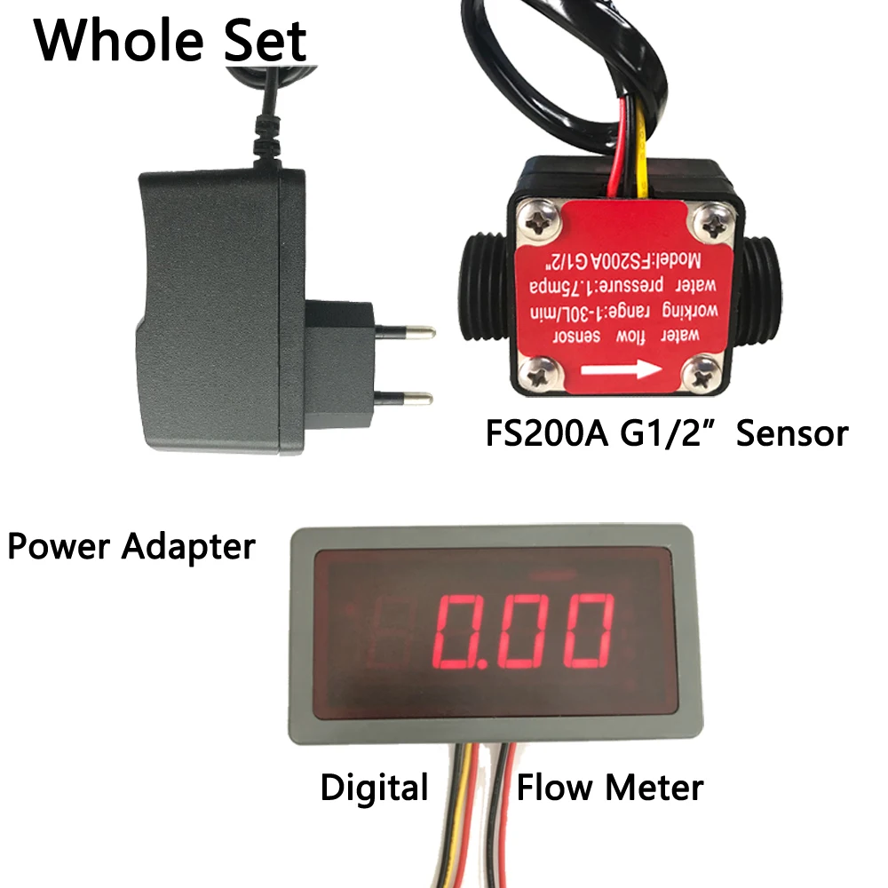 Цифровой расходомер US308MT FS200A электронный с дисплеем и будильником измеритель