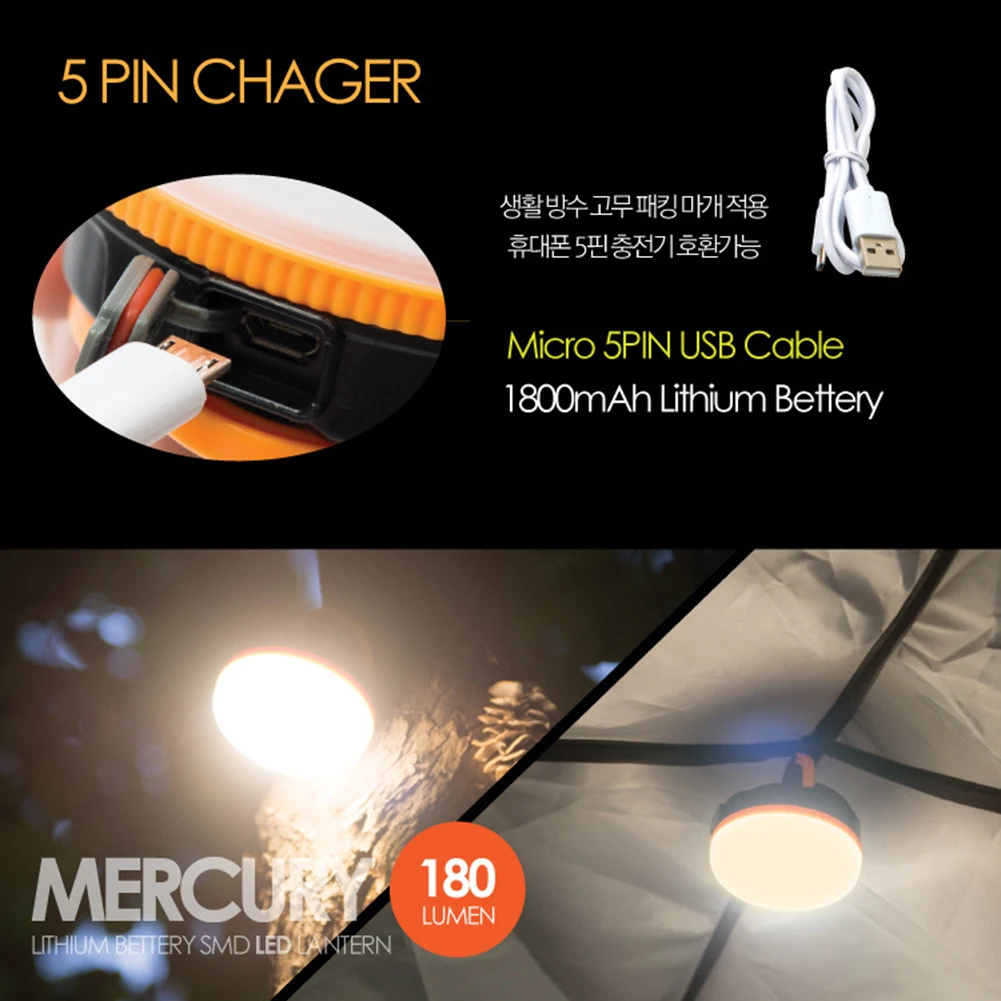 5 LEDS Portable Camping Lights LED Hiking Lantern Tents Lamp Outdoor Emergency Night Light USB Charging LAMP For BBQ | Спорт и