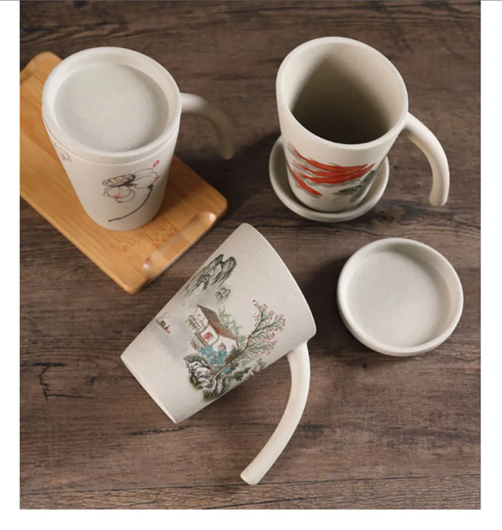 

Canecas Coffee Cup Mugs Coffee Cups Tasas De Cafe Cute Personalized Stoneware Cup Chinese Landscape Bamboo Lotus Milk