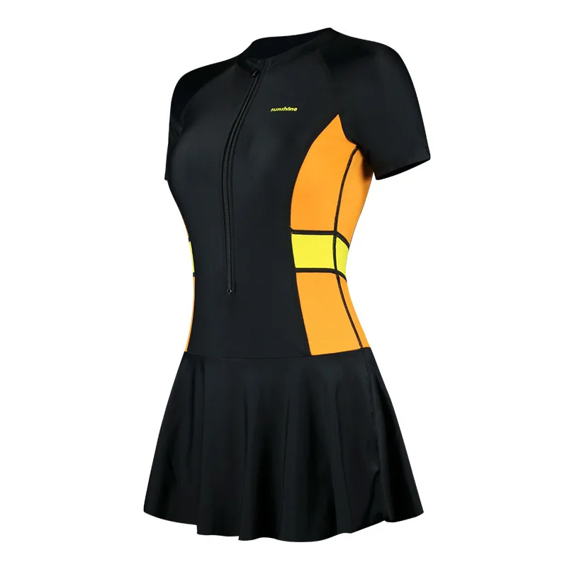 

Swimsuits Fused One-Piece Swimsuit Bikini One Piece Push Up Trikini Female Solid New Women Skirt Cover Polyester Bathing Suit